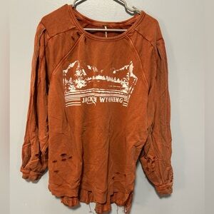 Free people Jackson Wyoming distressed shirt sweater